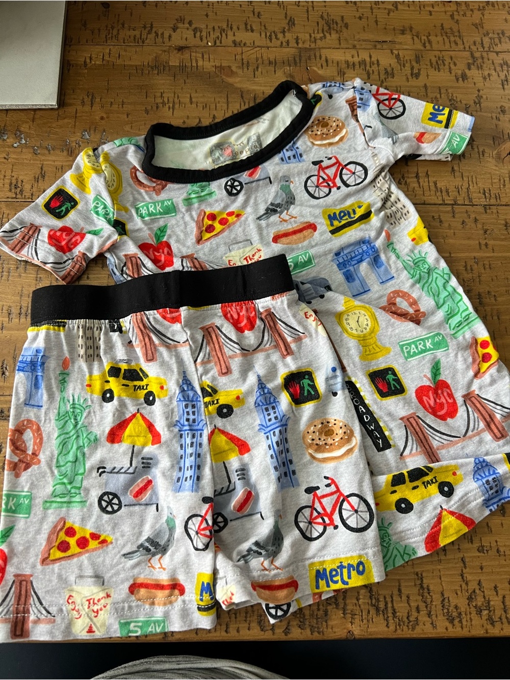 Little Sleepies Gray City-Print Two-Piece Pajama Set - Multicolor Accents